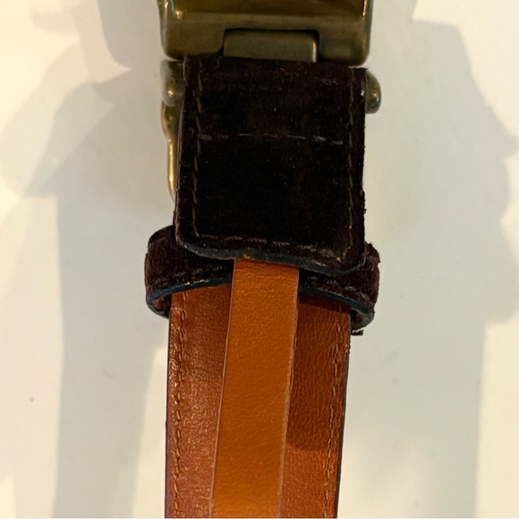 Ralph Lauren Gold and Brown Horse Motif Belt - Picture 5 of 9